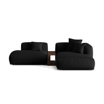 Coltar modular dreapta 2 locuri, Martina-169, Micadoni Home, 285x176x75 cm, tesatura structurata catifelata, negru