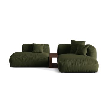 Coltar modular dreapta 2 locuri, Martina-169, Micadoni Home, 285x176x75 cm, tesatura structurata catifelata, verde