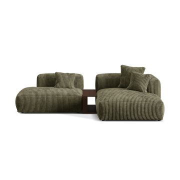 Coltar modular dreapta 2 locuri, Martina-212, Micadoni Home, 285x176x75 cm, velur, verde muschi