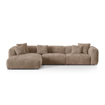 Coltar modular stanga 3 locuri, Martina-212, Micadoni Home, 332x176x75 cm, velur, maro ghinda