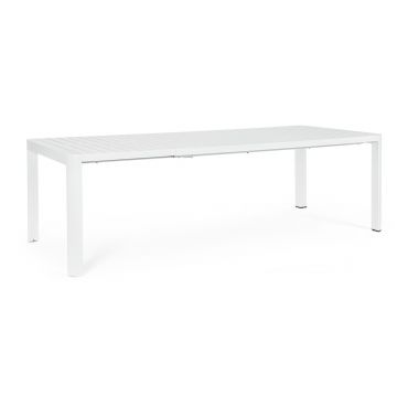 Masa extensibila pentru gradina/terasa Kiplin, Bizzotto, 180-240x100x77.5 cm, aluminiu, alb