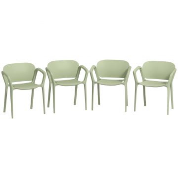 Outsunny Set de 4 Scaune Suprapozabile pentru Grădină, 60x56x75 cm, Verde | Aosom Romania