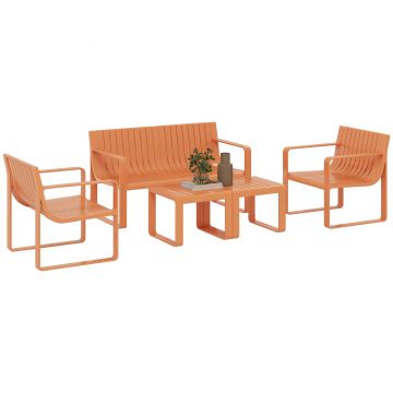 Outsunny Set de Mobilier de Grădină din 5 Piese cu Canapea, 2 Scaune și 2 Mese, 122x60,5x70 cm, Portocaliu | Aosom Romania