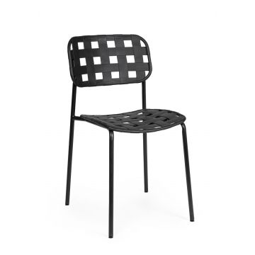 Scaun pentru gradina Clover, Bizzotto, 52x40x80 cm, otel tratat pentru exterior, negru