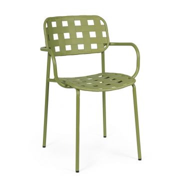 Scaun pentru gradina Clover, Bizzotto, 52x54x80 cm, otel tratat pentru exterior, verde turtle