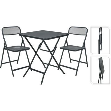 Set masa cu scaune pliabile Heinner, 60x60 cm/43x48x81 cm, otel, gri