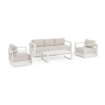 Set mobilier pentru gradina/terasa 4 piese Moses, Bizzotto, aluminiu/tesatura impermeabila Ofelin, bej