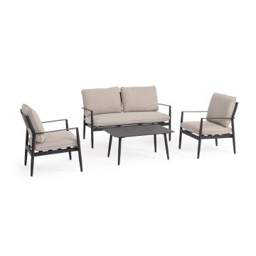 Set mobilier pentru gradina/terasa 4 piese Nebula, Bizzotto, aluminiu/tesatura impermeabila Ofelin, antracit