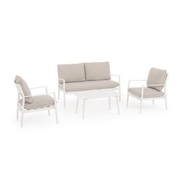 Set mobilier pentru gradina/terasa 4 piese Nebula, Bizzotto, aluminiu/tesatura impermeabila Ofelin, bej