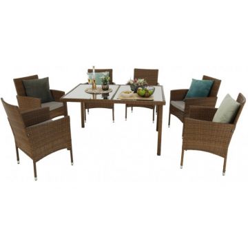 Set mobilier de gradina poliratan, dining, 6 scaune si masa, GARDEN