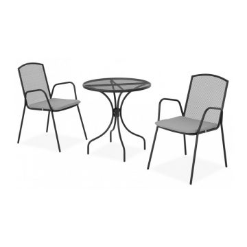 Set mobilier BERLIN terasa si gradina, 2 scaune si masa, negru