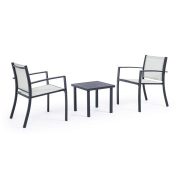 Set mobilier de gradina 3 piese, Auri, Bizzotto, gri carbune