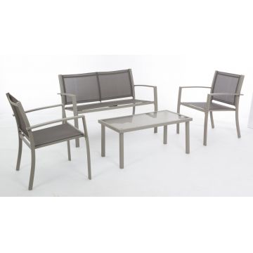 Set mobilier pentru gradina / terasa 4 piese Peder, Bizzotto, otel / textilena, grej